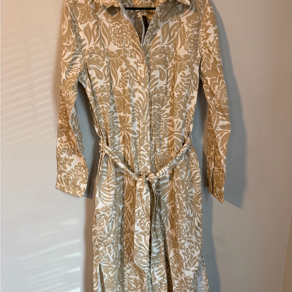 Women’s Lauren Ralph Lauren Dress Floral Linen Shirtdress 100% Linen Designer 10
